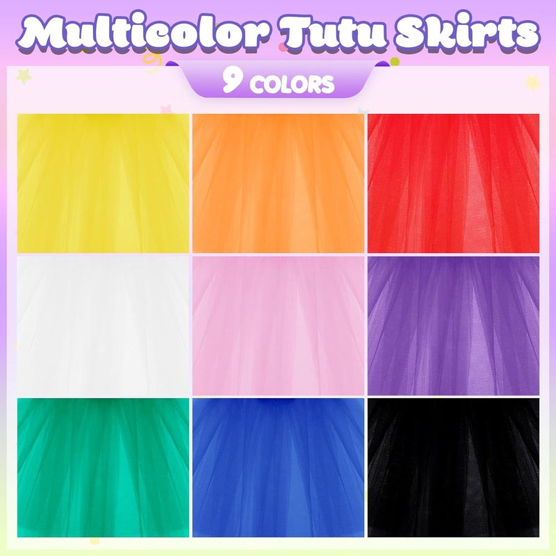 Hoemwarm 9 PCS 4 Layers Tutu Skirt for Toddler Girls, Princess Tutu Dresses for Toddler Girls 2-8 Years Birthday Party Fluffy Tulle Tutu Dresses Multicolor - Image 2